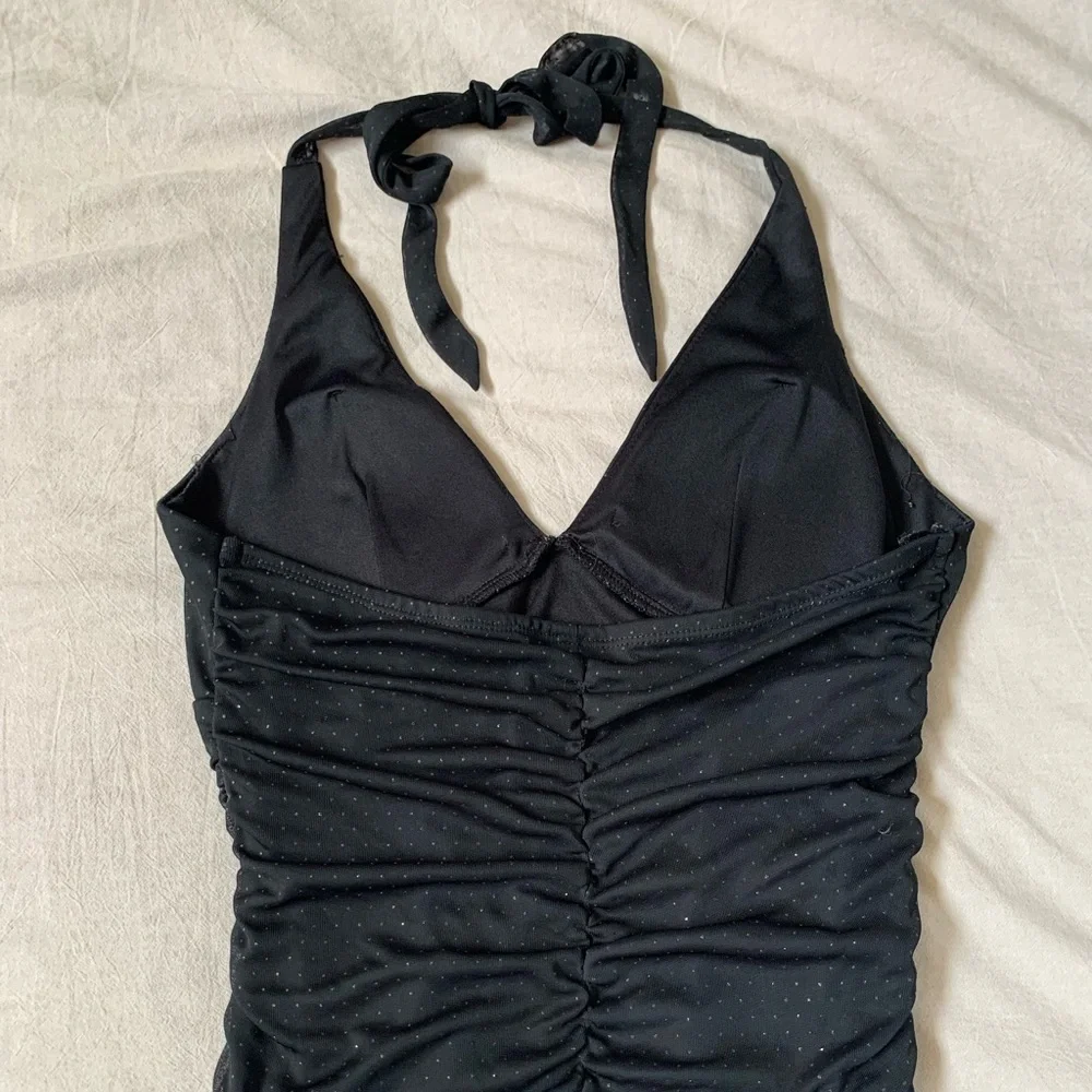 Vintage Sparkly Halter-Neck Ruched Top - Picture 5 of 7